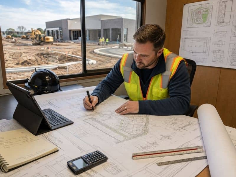 ow a licensed civil engineer prepares construction plans by reviewing site drawings and project details before construction